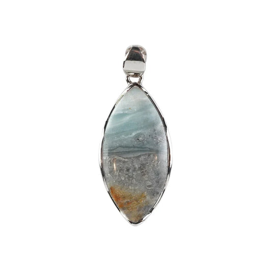 Anhänger Pazifik-Chalcedon Marquise, 4,3cm, platiniert - MeinSchmuckShop