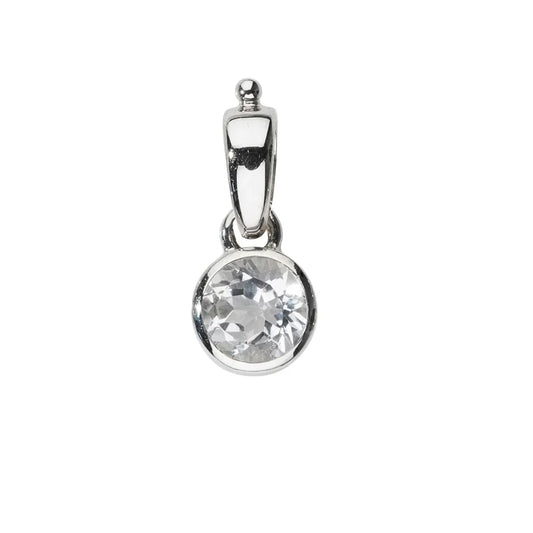 Anhänger Topas (weiß), rund (6mm), 1,8cm, platiniert - MeinSchmuckShop