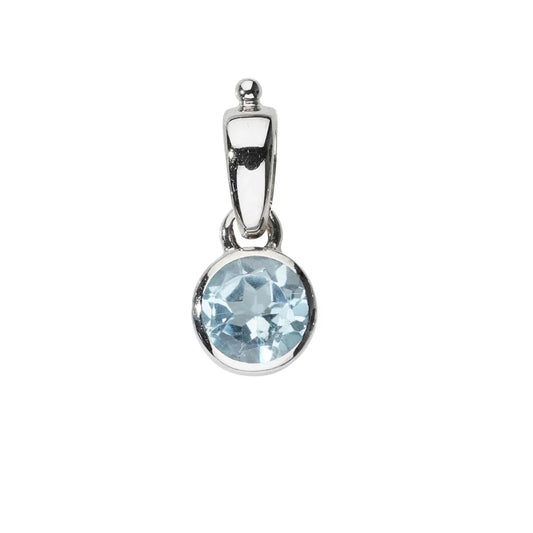 Anhänger Topas (blau), rund (6mm), 1,8cm, platiniert - MeinSchmuckShop