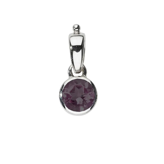 Anhänger Granat, rund (6mm), 1,8cm, platiniert - MeinSchmuckShop