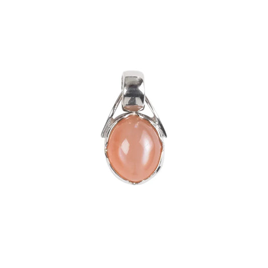Anhänger Mondstein orange oval 12x10mm platiniert - MeinSchmuckShop