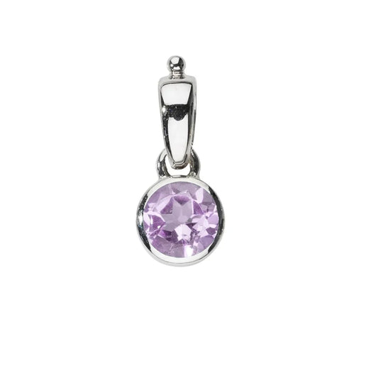Anhänger Amethyst, rund (6mm), 1,8cm, platiniert - MeinSchmuckShop