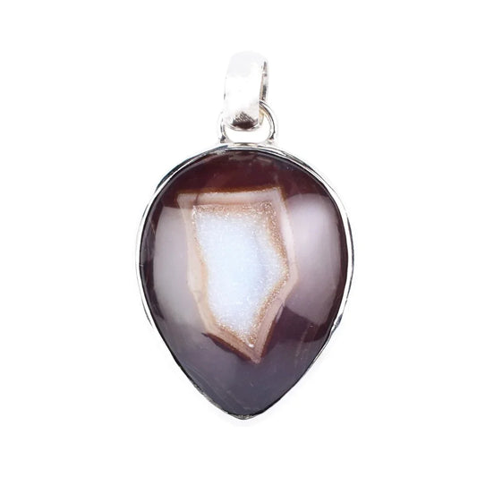 Anhänger Druzyachat Tropfen (28 x 18mm), 4,0cm, platiniert - MeinSchmuckShop