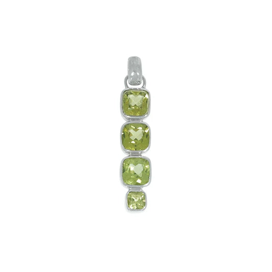 Anhänger Peridot Cushion (Quadrate), 3,5cm, platiniert - MeinSchmuckShop