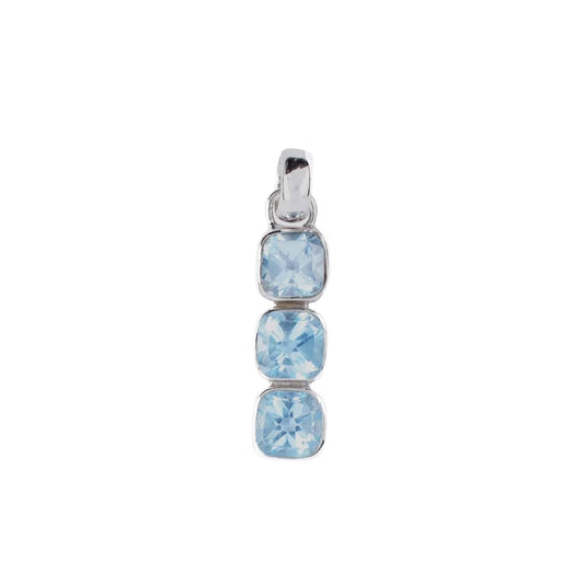 Anhänger Topas blau Cushion (6 x 6mm), 2,9cm, platiniert - MeinSchmuckShop