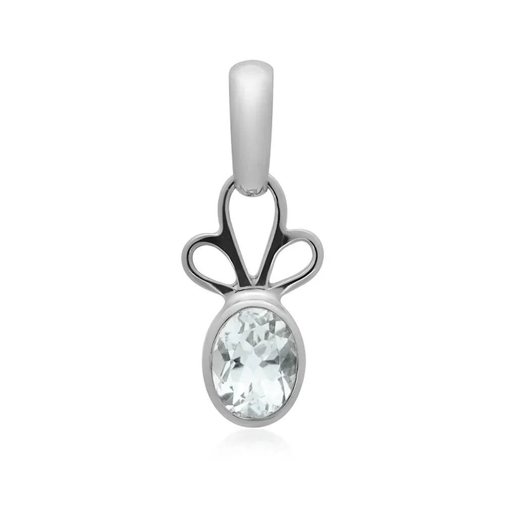 Anhänger Topas weiß facettiert oval (8 x 6mm), 2,6cm, platiniert - MeinSchmuckShop