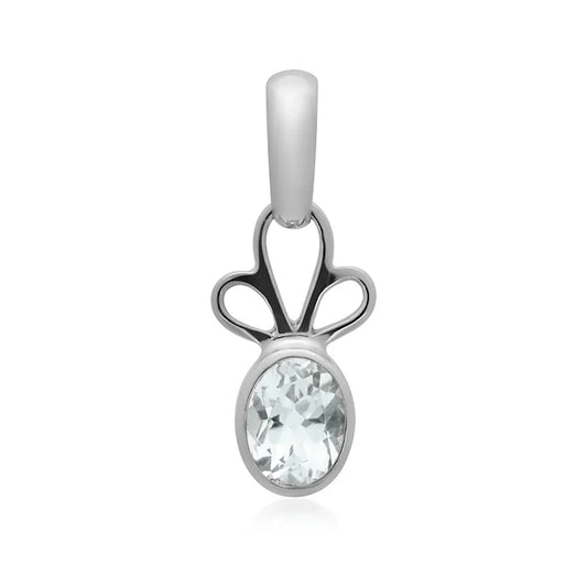 Anhänger Topas weiß facettiert oval (8 x 6mm), 2,6cm, platiniert - MeinSchmuckShop