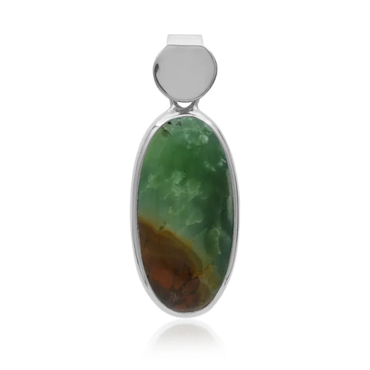 Anhänger Chrysopras oval (30 x 15mm), 4,1cm, platiniert - MeinSchmuckShop