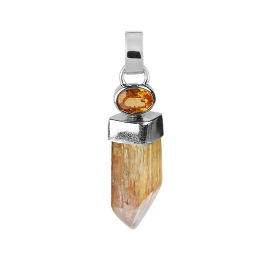 Anhänger Imperialtopas (12 - 14mm), Granat, 3,0cm, platiniert - MeinSchmuckShop