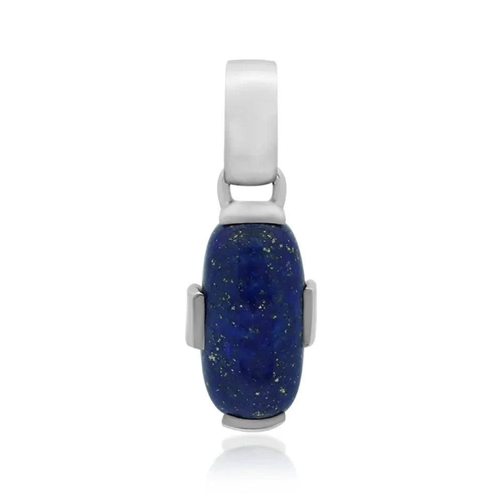 Anhänger Lapis Lazuli Rechteck (15 x 8mm), 2,8cm, platiniert - MeinSchmuckShop
