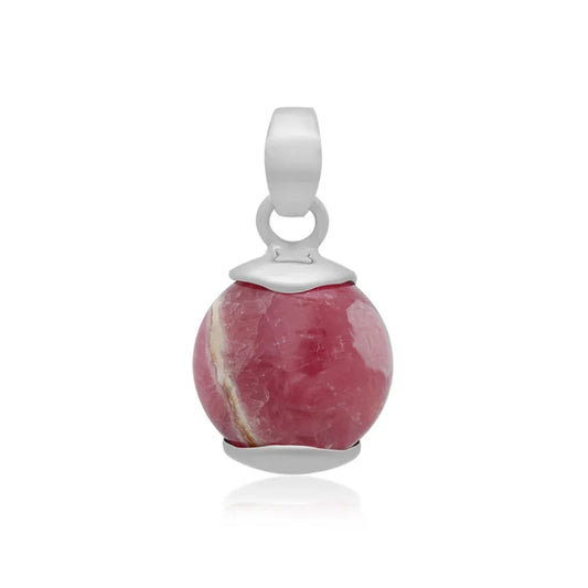 Anhänger Rhodochrosit rund (15mm), 2,3cm, platiniert - MeinSchmuckShop