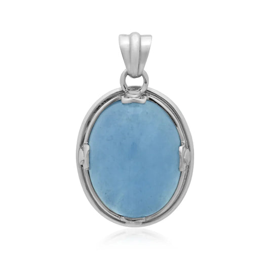 Anhänger Aquamarin Oval (28 x 18mm), 3,7cm, platiniert - MeinSchmuckShop