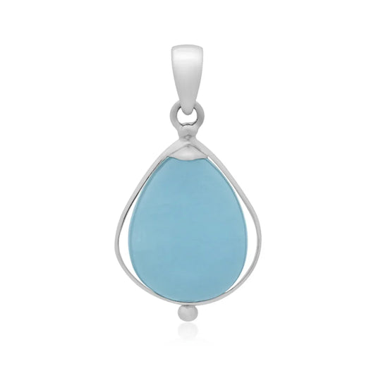 Anhänger Aquamarin Tropfen (24 x 18mm), 4,2cm, platiniert - MeinSchmuckShop