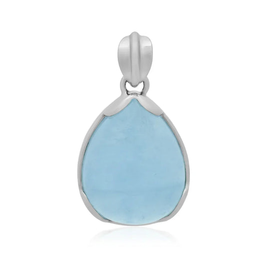 Anhänger Aquamarine Tropfen (24 x 18xmm), 3,4cm, platiniert - MeinSchmuckShop