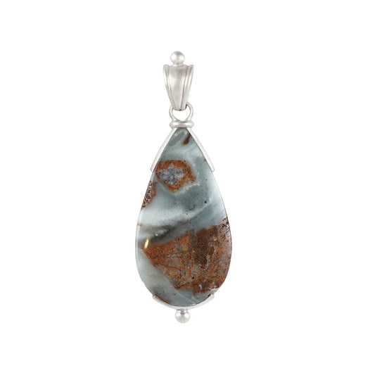 Anhänger Pazifik-Chalcedon Tropfen (33 x 18mm), 5,0cm, platiniert - MeinSchmuckShop