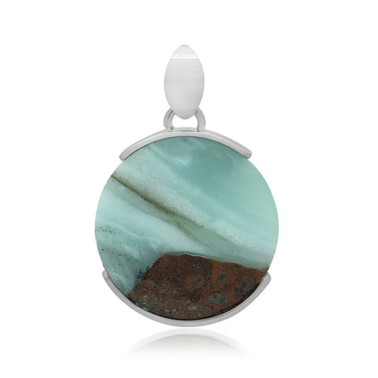 Anhänger Pazifik-Chalcedon rund (25mm), 3,7cm, platiniert - MeinSchmuckShop