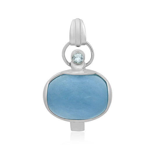 Anhänger Aquamarin Oval (23 x 19mm), 4,1cm, platiniert - MeinSchmuckShop