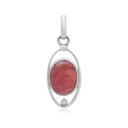 Anhänger Rhodocrosit oval (16 x 12mm), 4,2cm, platiniert - MeinSchmuckShop