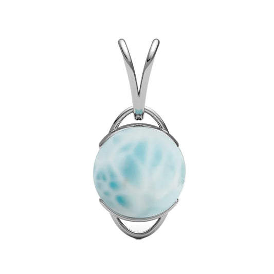 Anhänger Larimar, rund (10 mm) Doppelöse, 2,2cm, platiniert - MeinSchmuckShop