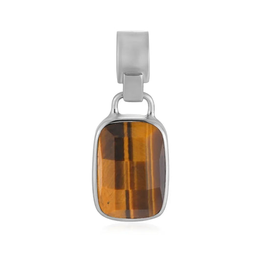 Anhänger Tigerauge Rechteck (12 x 8mm), 2,6cm, platiniert - MeinSchmuckShop