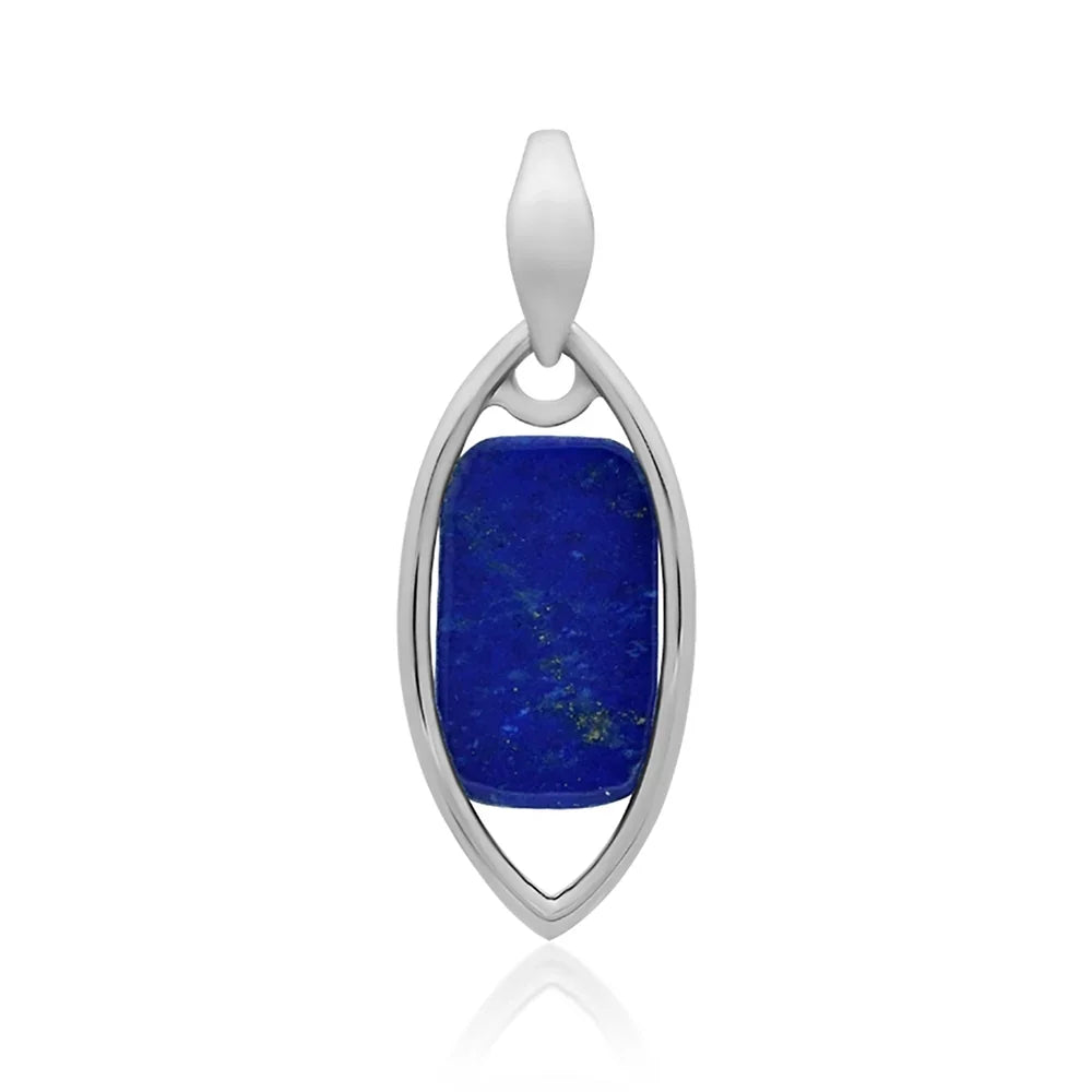 Anhänger Lapis Lazuli Rechteck (16 x 10mm), 3,8cm, platiniert - MeinSchmuckShop