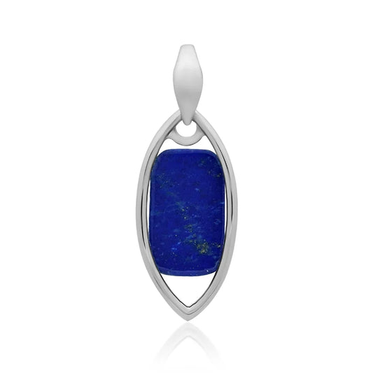 Anhänger Lapis Lazuli Rechteck (16 x 10mm), 3,8cm, platiniert - MeinSchmuckShop
