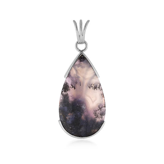 Anhänger Chalcedon (lila), Tropfen (30 x 25mm), 4,6cm, platiniert - MeinSchmuckShop