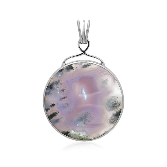 Anhänger Chalcedon (lila), rund (30mm), 4,7cm, platiniert - MeinSchmuckShop