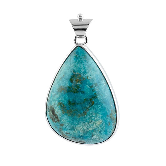 Anhänger Chrysocoll Tropfen (30 x 20mm), 4,7cm, platiniert - MeinSchmuckShop