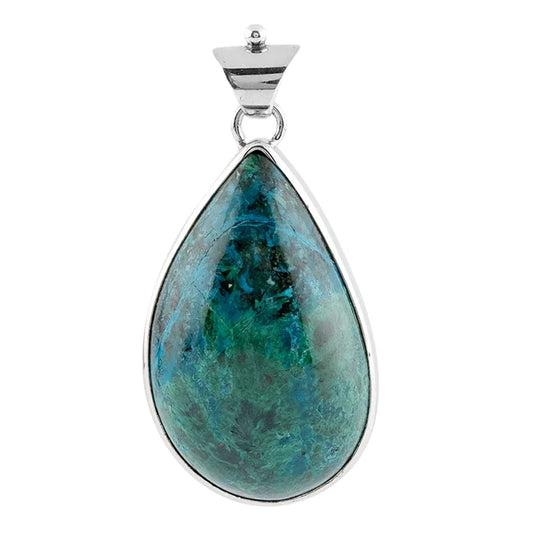 Anhänger Chrysocoll Tropfen (45 x 24mm), 5,7cm, platiniert - MeinSchmuckShop