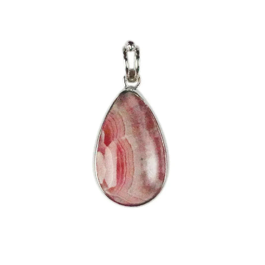 Anhänger Rhodochrosit Tropfen (25 x 14mm), 4,1cm, platiniert - MeinSchmuckShop