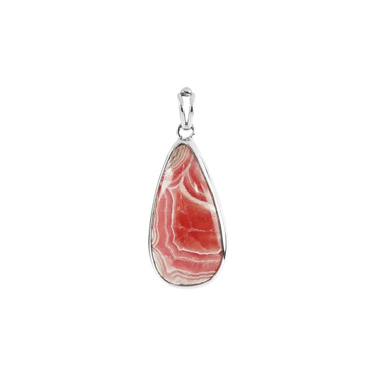 Anhänger Rhodochrosit Tropfen (29 x 12mm), 4,4cm, platiniert - MeinSchmuckShop