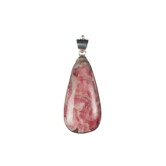 Anhänger Rhodochrosit Freeform (31 x 19mm), 4,7cm, platiniert - MeinSchmuckShop