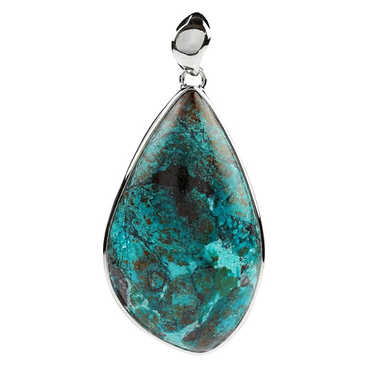 Anhänger Chrysocoll Freeform (50 x 26mm), 6,4cm, platiniert - MeinSchmuckShop