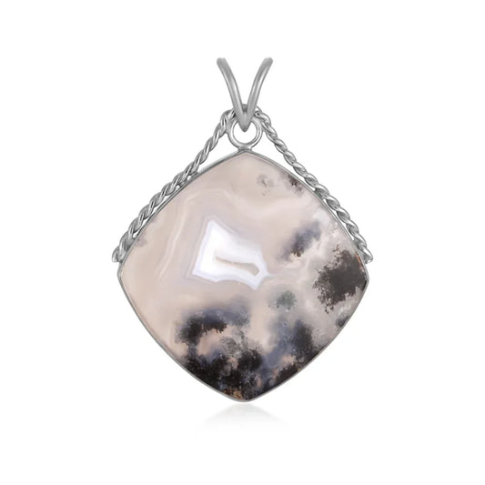 Anhänger Chalcedon (lila), Cusion (30 x 30mm), 4,0cm, platiniert - MeinSchmuckShop