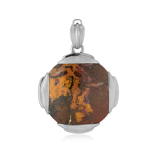 Anhänger Chalcedon (multicolour), rund (30mm), 4,6cm, platiniert - MeinSchmuckShop