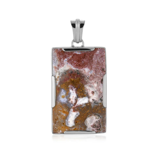 Anhänger Chalcedon (multicolour) Rechteck (35 x 22mm) 4,7cm, platiniert - MeinSchmuckShop
