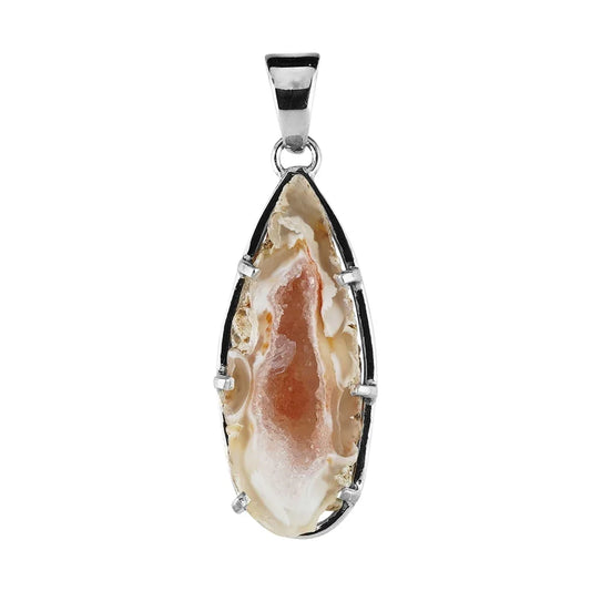 Anhänger Achatgeode, Tropfen (28 x 13mm), 4,4cm, platiniert - MeinSchmuckShop