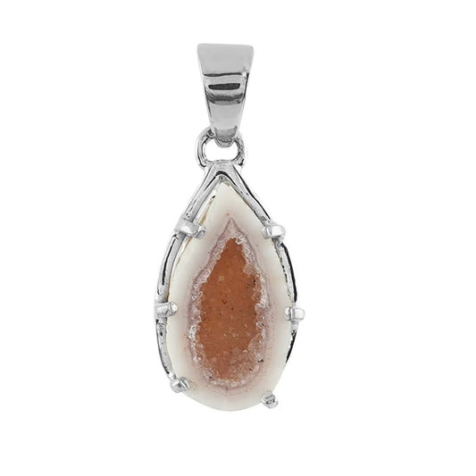 Anhänger Achatgeode, Tropfen (26 x 11mm), 4,0cm, platiniert - MeinSchmuckShop