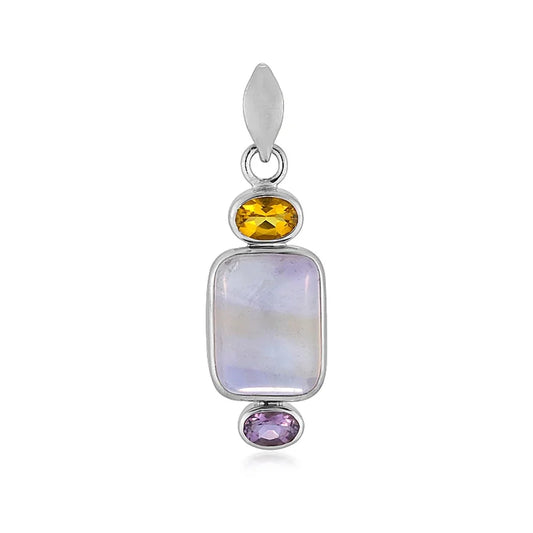 Anhänger Ametrin Rechteck (16 x 12mm), Amethyst, Citrin, 3,5cm, platiniert - MeinSchmuckShop