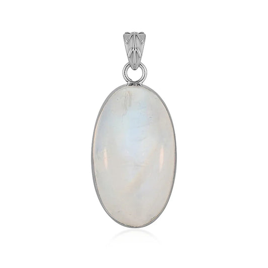 Anhänger Labradorit (weiß), Oval (35 x 20mm), 4,6cm, platiniert - MeinSchmuckShop
