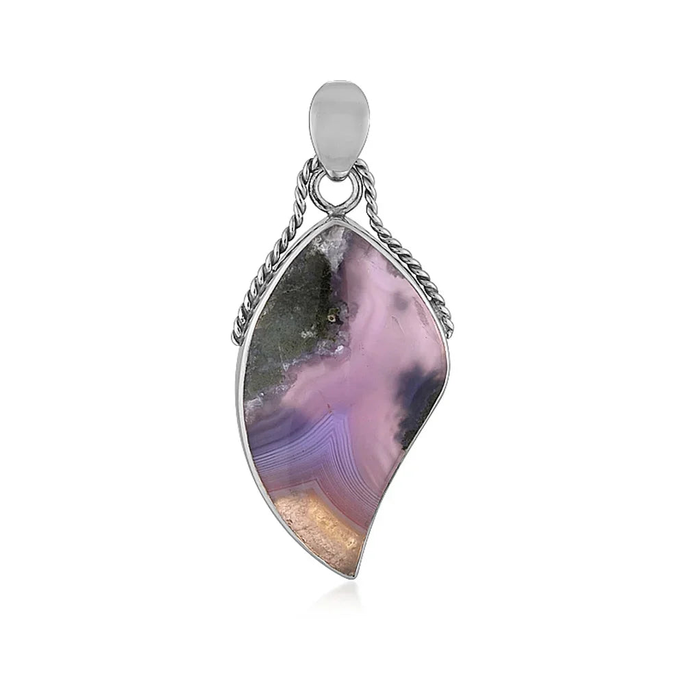 Anhänger Chalcedon (lila), Fancy Freeform (35 x 20mm), 4,8cm, platiniert - MeinSchmuckShop