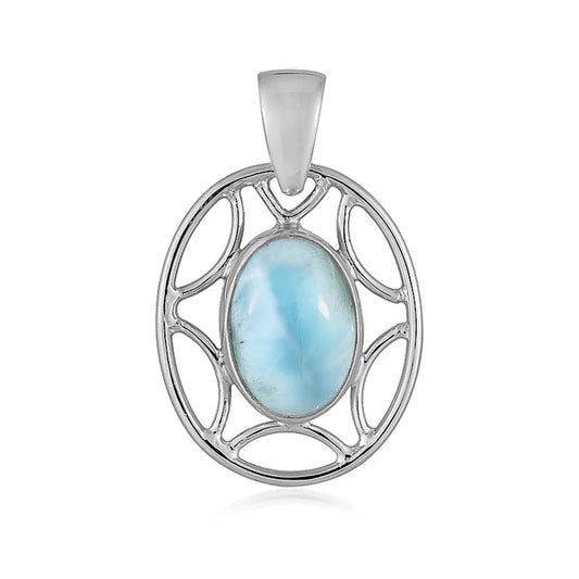 Anhänger Larimar, Oval (14 x 10mm), 3,2cm, platiniert - MeinSchmuckShop