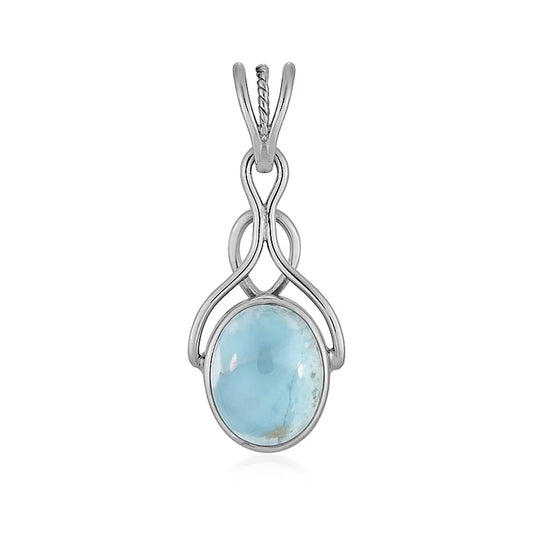 Anhänger Larimar, Oval (12 x 10mm), 3,2cm, platiniert - MeinSchmuckShop