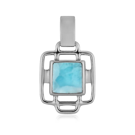 Anhänger Larimar, Quadrat (9 x 9mm), 2,7cm, platiniert - MeinSchmuckShop