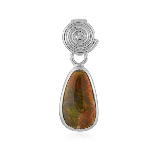 Anhänger Ammolit Tropfen (18 x 11mm), 3,4cm, platiniert - MeinSchmuckShop