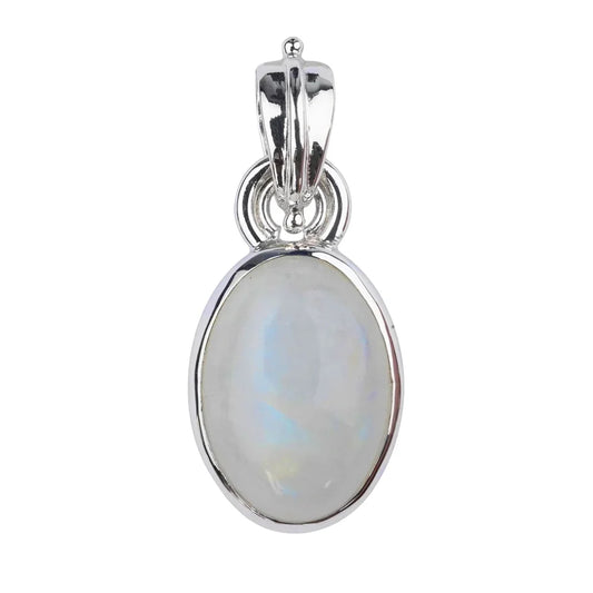 Anhänger Labradorit (weiß), Oval (16 x 12mm), 3,4cm, platiniert - MeinSchmuckShop