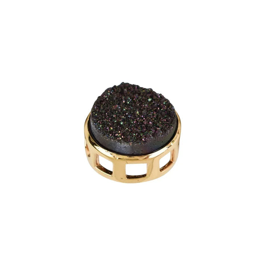 Anhänger Achat Druzy schwarz (gef.), 1,6cm, vergoldet - MeinSchmuckShop