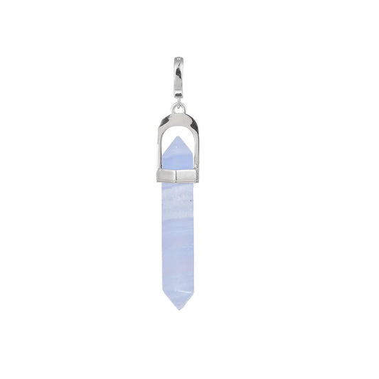 Anhänger Chalcedon-Stift, 5,3cm, rhodiniert, Vario-Clip - MeinSchmuckShop
