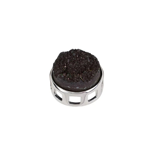 Anhänger Achat Druzy schwarz (gef.), 1,6cm, rhodiniert - MeinSchmuckShop
